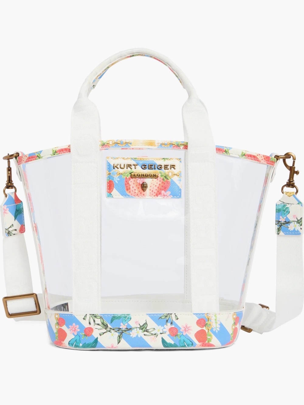 Kurt Geiger Clear Tote with Multicolor Floral Trim
& Matching Pouch & Dust Bag